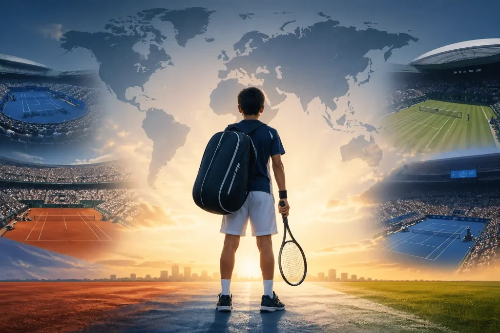 4大大会に挑むジュニアテニスプレーヤー
