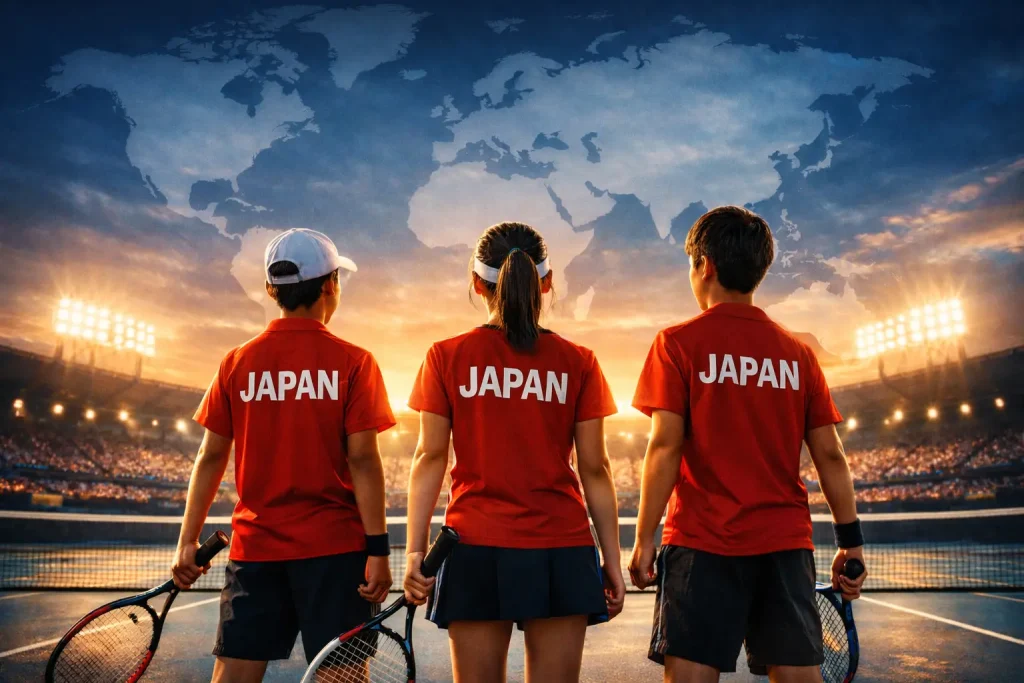 ワールドジュニアに向かうジュニアテニス選手