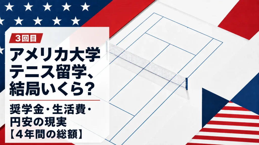 アメリカ大学テニス留学、結局いくら？ 奨学金・生活費・円安の現実【4年間の総額】